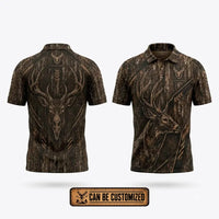 Tree Camo Deer Head Hunting Polo Shirt