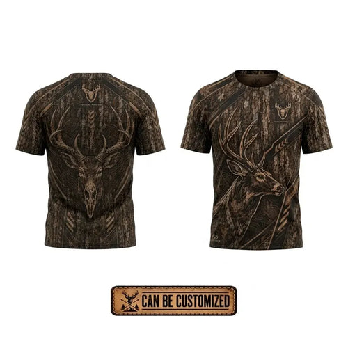 Tree Camo Deer Head Hunting T-Shirt