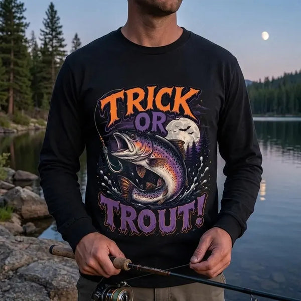 Trick Or Trout Halloween Fishing Long Sleeve Shirt