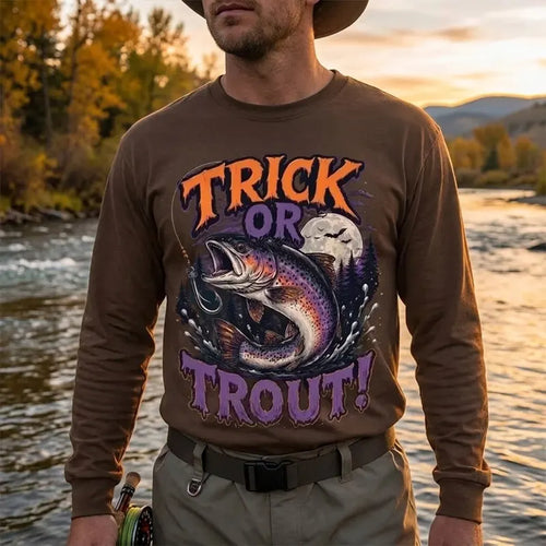 Trick Or Trout Halloween Fishing Long Sleeve Shirt