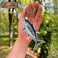 Personalized Fish Shaped Embroidered Keychain Tag