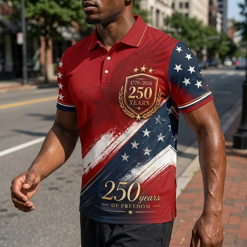 USA 1776–2026 250 Years Of Freedom Patriotic Polo Shirt