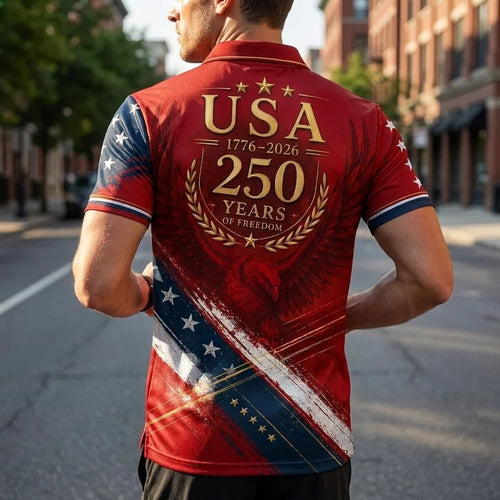 USA 1776–2026 250 Years Of Freedom Patriotic Polo Shirt