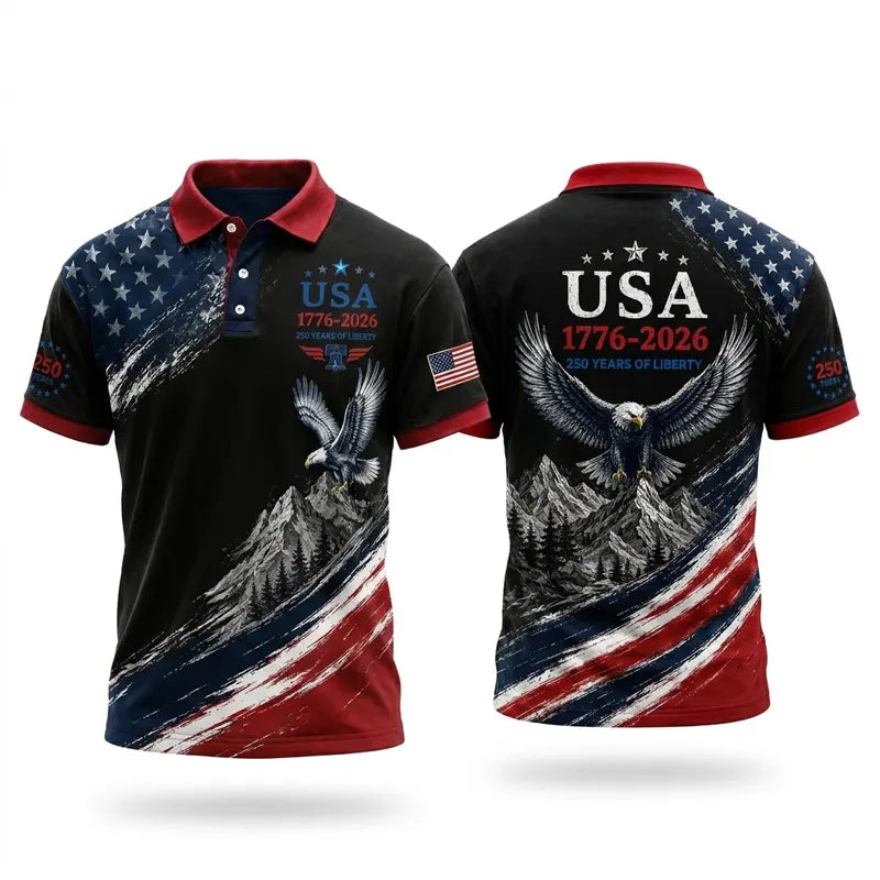 USA 1776–2026 250 Years Of Liberty Patriotic Polo Shirt