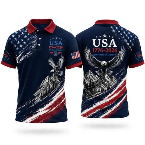 USA 1776–2026 250 Years Of Liberty Patriotic Polo Shirt