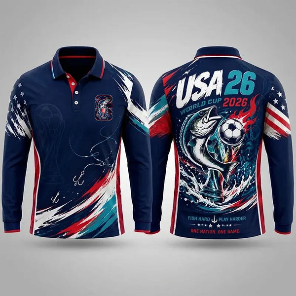 USA 2026 World Cup Fishing Polo Long Sleeve Shirt