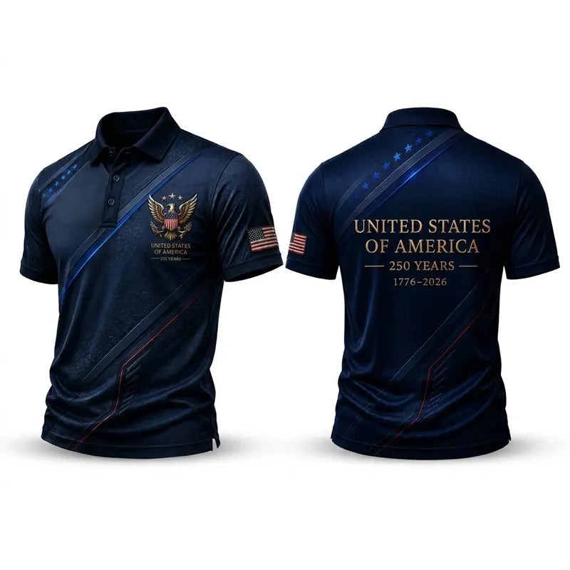 USA 250 Anniversary Patriotic Eagle Polo Shirt