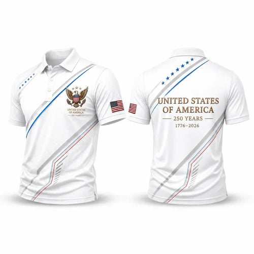 USA 250 Anniversary Patriotic Eagle Polo Shirt