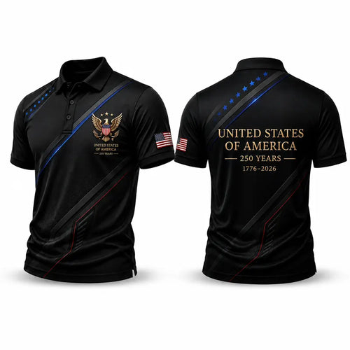 USA 250 Anniversary Patriotic Eagle Polo Shirt
