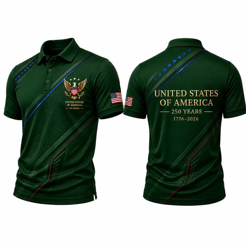 USA 250 Anniversary Patriotic Eagle Polo Shirt