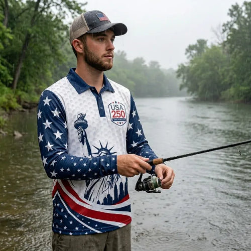 USA 250 Anniversary Statue of Liberty Polo Long Sleeve Shirt