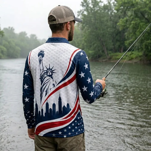 USA 250 Anniversary Statue of Liberty Polo Long Sleeve Shirt