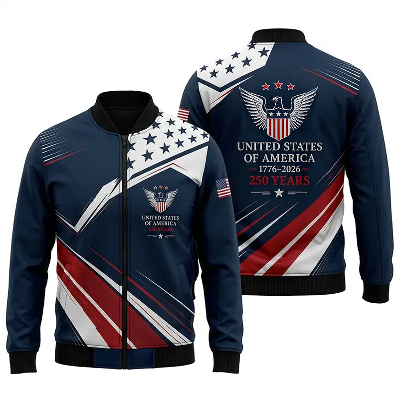 USA 250 Patriotic Eagle Bomber Jacket