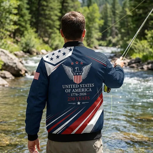 USA 250 Patriotic Eagle Bomber Jacket