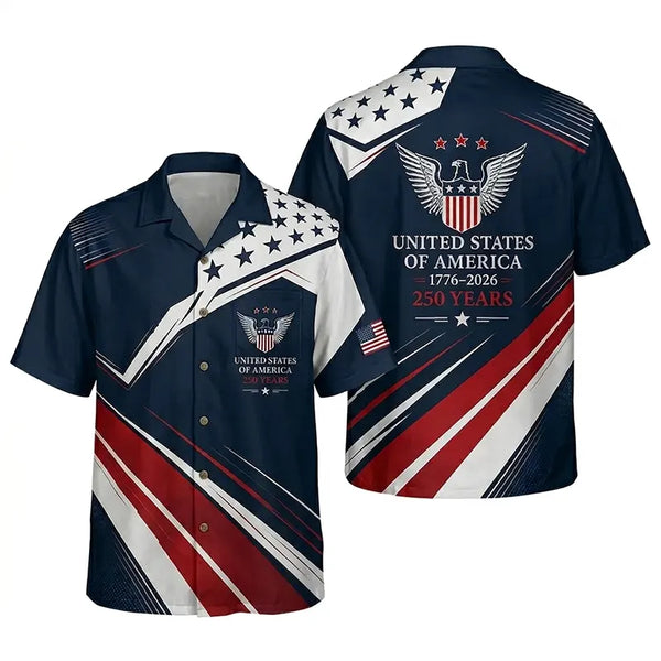 USA 250 Patriotic Eagle Hawaiian Shirt
