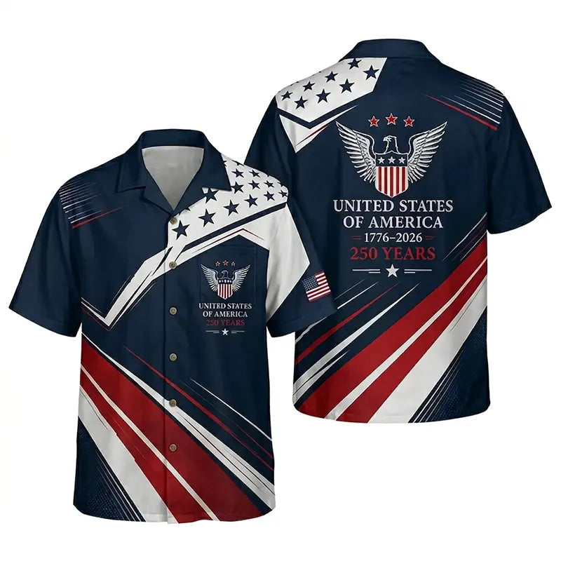 USA 250 Patriotic Eagle Hawaiian Shirt