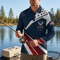 USA 250 Patriotic Eagle Polo Long Sleeve Shirt