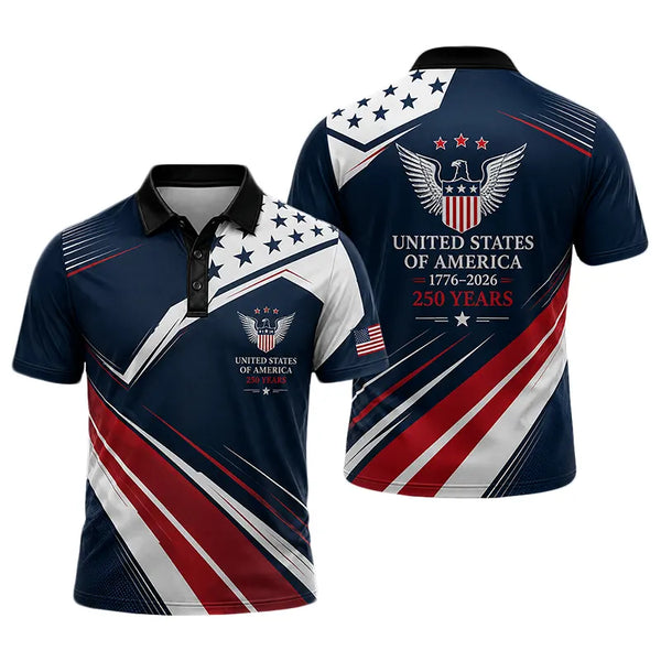USA 250 Patriotic Eagle Polo Shirt