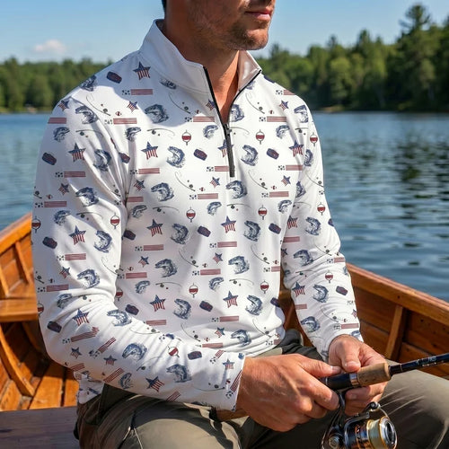 USA 250th Anniversary American Fishing Heritage Polo Long Sleeve Shirt