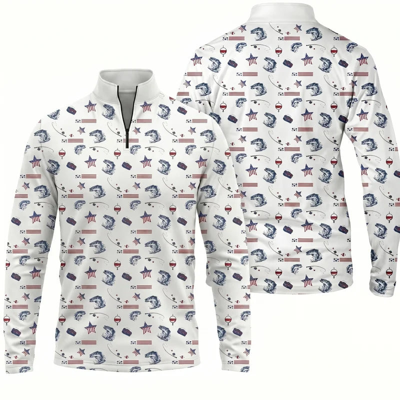 USA 250th Anniversary American Fishing Heritage Polo Long Sleeve Shirt