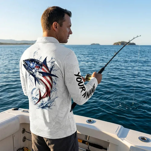 USA 250th Anniversary American Fishing Polo Long Sleeve Shirt