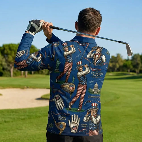 USA Golfing Society 1776 Patriotic Polo Long Sleeve Shirt