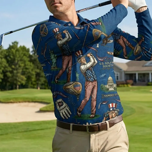 USA Golfing Society 1776 Patriotic Polo Long Sleeve Shirt