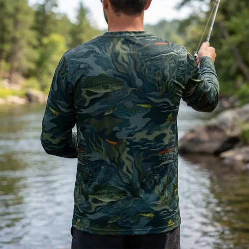 Underwater Camo Fishing Long Sleeve Shirt
