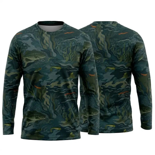 Underwater Camo Fishing Long Sleeve Shirt