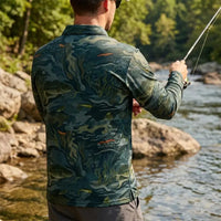 Underwater Camo Fishing Polo Long Sleeve Shirt