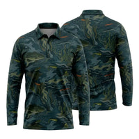 Underwater Camo Fishing Polo Long Sleeve Shirt