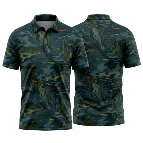 Underwater Camo Fishing Polo Shirt