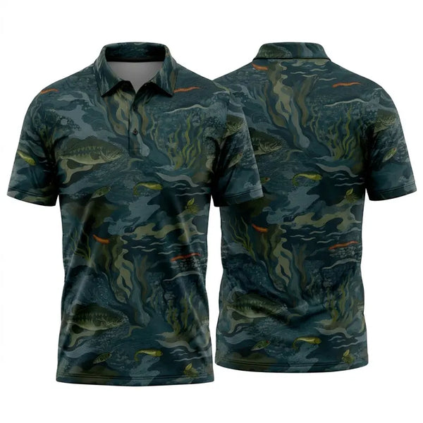 Underwater Camo Fishing Polo Shirt 2026