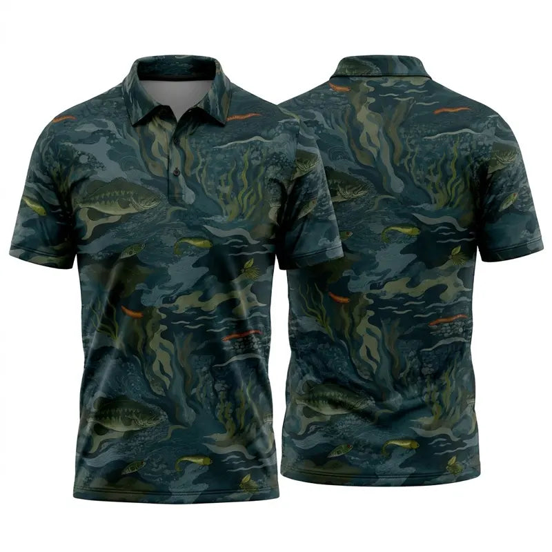 Underwater Camo Fishing Polo Shirt