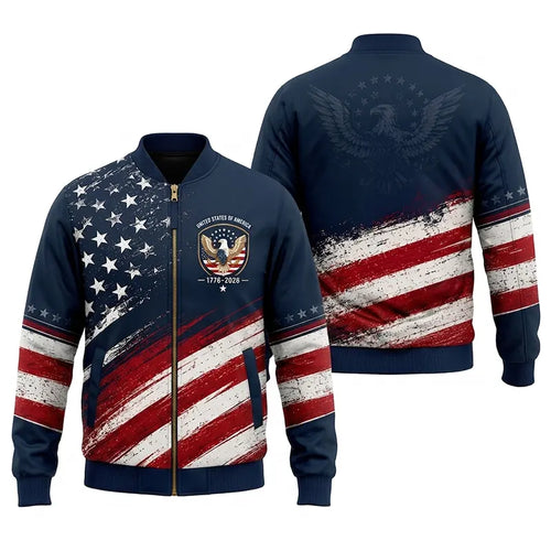 United States Of America 1776–2026 Patriotic Bomber Jacket