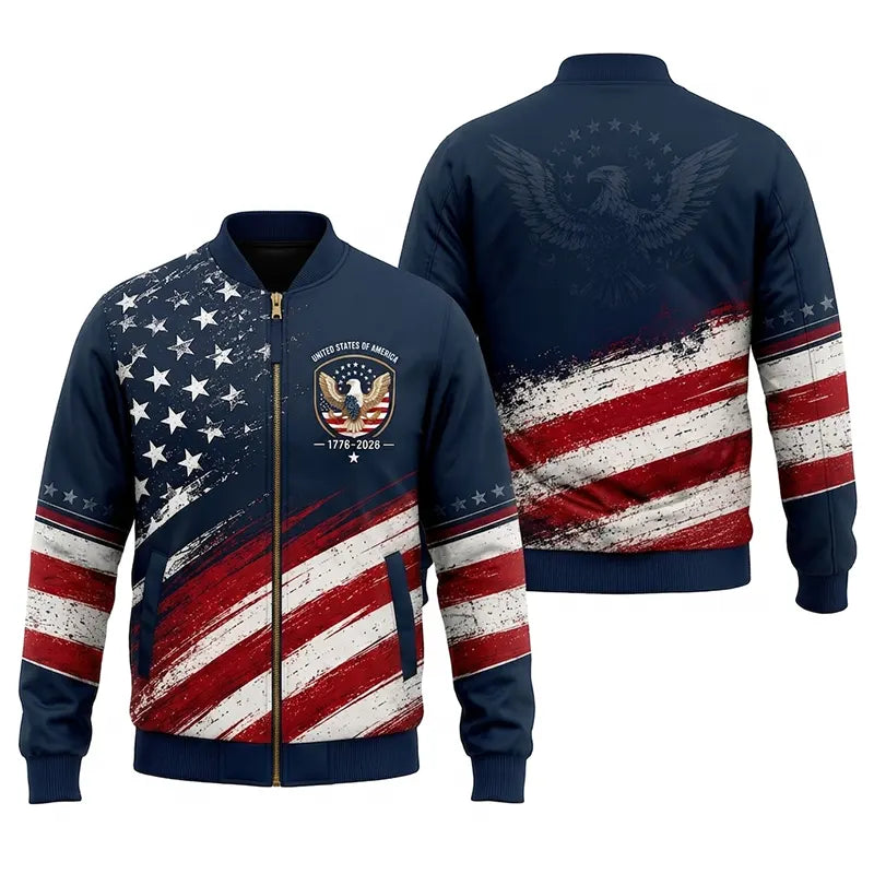 United States Of America 1776–2026 Patriotic Bomber Jacket