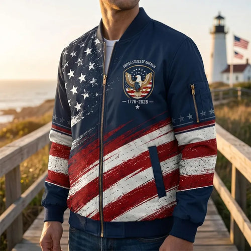United States Of America 1776–2026 Patriotic Bomber Jacket