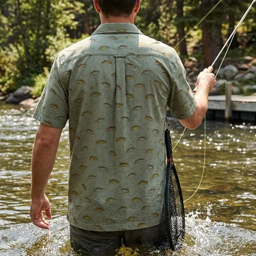 Vintage Fish Pattern Fishing Hawaiian Shirt