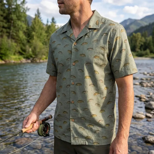 Vintage Fish Pattern Fishing Hawaiian Shirt
