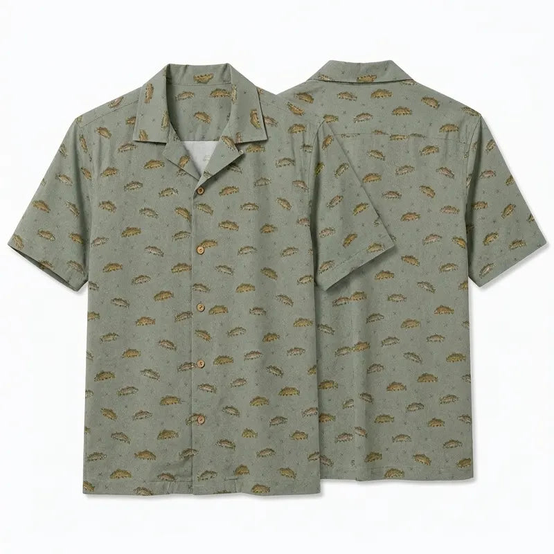 Vintage Fish Pattern Fishing Hawaiian Shirt