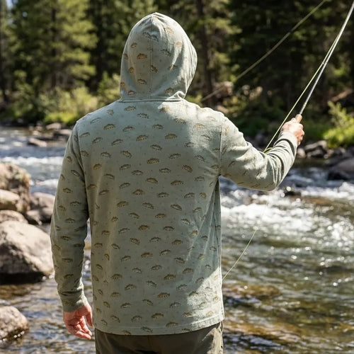 Vintage Fish Pattern Fishing Hoodie