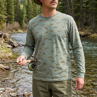 Vintage Fish Pattern Fishing Long Sleeve Shirt