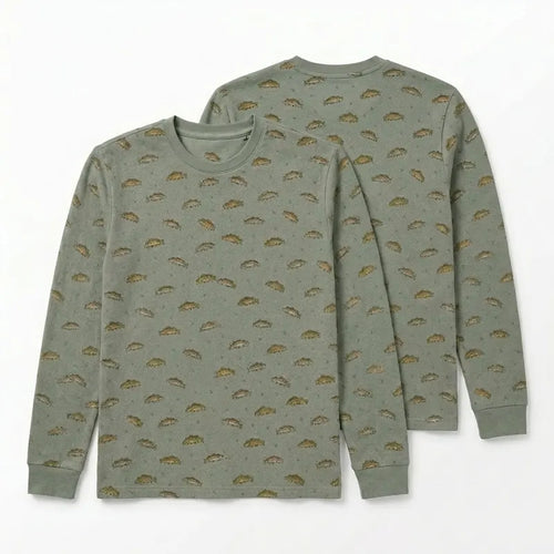 Vintage Fish Pattern Fishing Long Sleeve Shirt