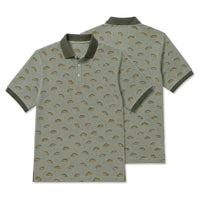 Vintage Fish Pattern Fishing Polo Shirt