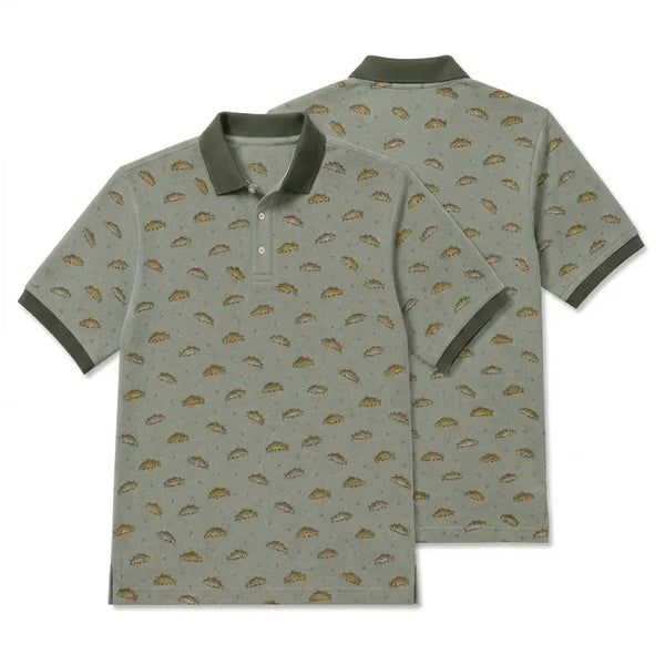 Vintage Fish Pattern Fishing Polo Shirt 2026