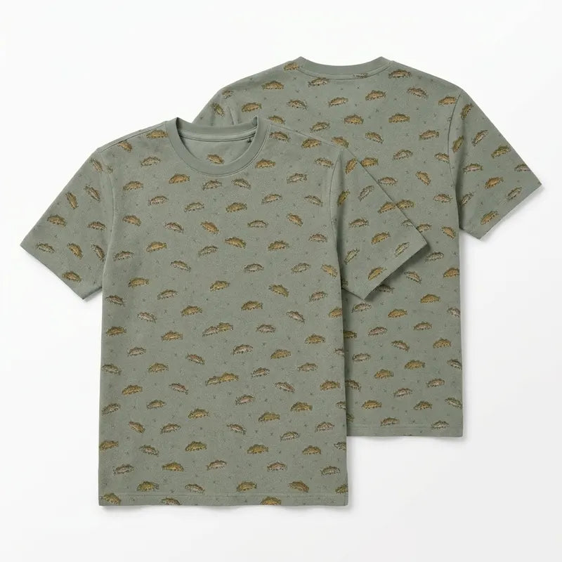 Vintage Fish Pattern Fishing T-Shirt