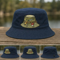 Vintage Fishing Gear Fishing Embroidered Bucket Hat