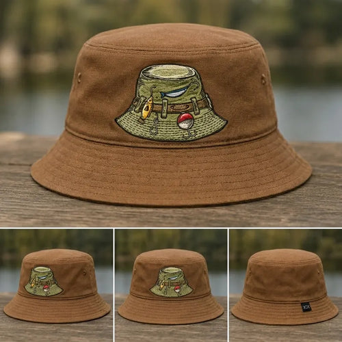 Vintage Fishing Gear Fishing Embroidered Bucket Hat