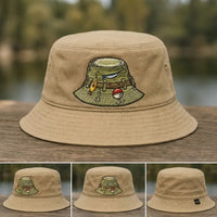 Vintage Fishing Gear Fishing Embroidered Bucket Hat