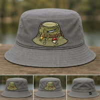 Vintage Fishing Gear Fishing Embroidered Bucket Hat